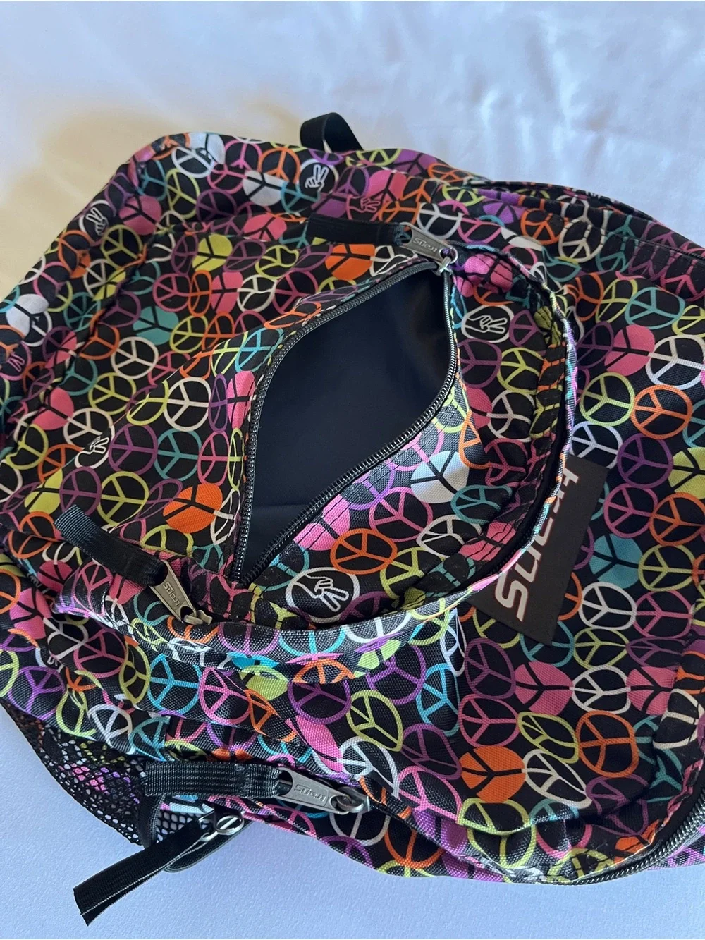 Trans by JanSport Multi-Color Peace Sign Backpack School Bag Organizer OS